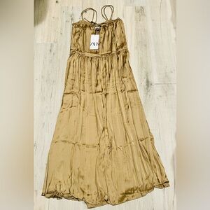 Zara Camel Elastic Waist Trousers